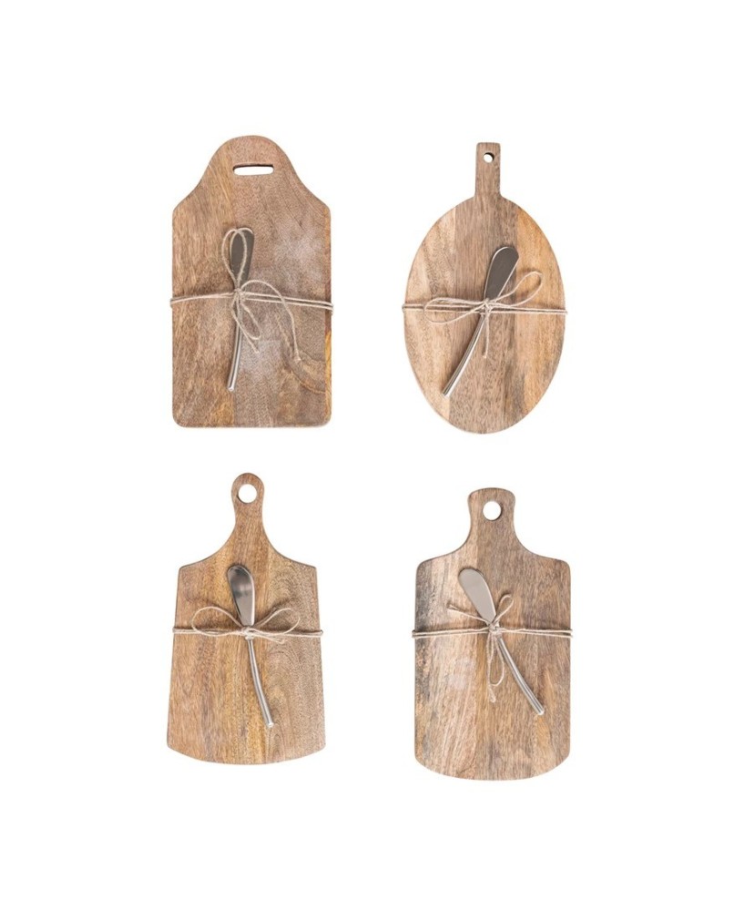 Mango Wood Cheese Board & Canape Knife Set – Natural, Set of 2 Mango Wood Cheese Board & Canape Knife Set – Natural, Set of 2