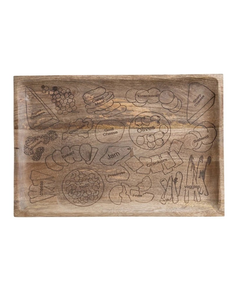 Mango Wood Charcuterie & Cheese Board with Etched Serving Guide Mango Wood Charcuterie & Cheese Board with Etched Serving Guide