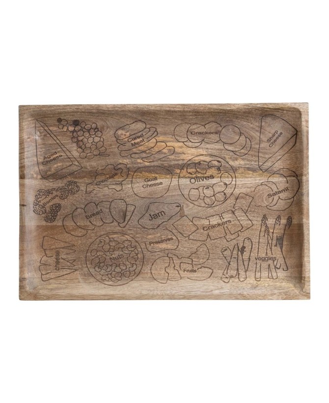 Mango Wood Charcuterie & Cheese Board with Etched Serving Guide