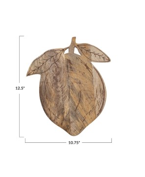 Mango Wood Lemon-Shaped Cheese Board with Laser-Etched Design