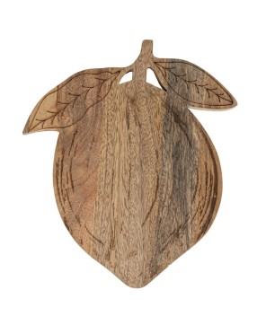 Mango Wood Lemon-Shaped Cheese Board with Laser-Etched Design