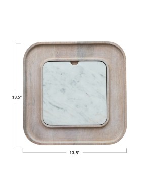 Mango Wood & Marble Serving Board Set – Elegant & Functional