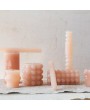 Nude Hobnail Pillar Candle – Unscented, Elegant, Textured Design