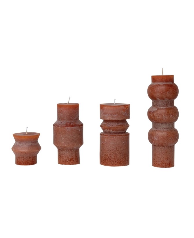 Unscented Totem Pillar Candle – Sculptural Spice Color Home Décor