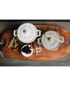 Brie Baker Set – Stoneware with Lid & Spreader for Baked Brie