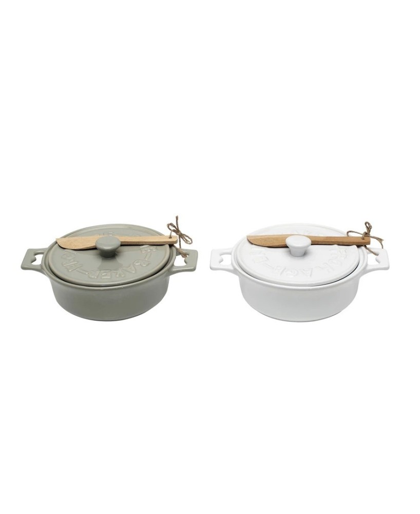 Brie Baker Set – Stoneware with Lid & Spreader for Baked Brie Brie Baker Set – Stoneware with Lid & Spreader for Baked Brie