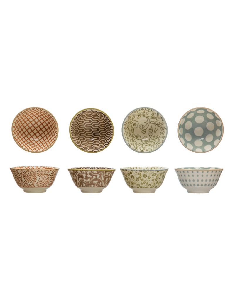 Stoneware Pinch Pot – Multi-Color, 4 Patterned Styles for Decor Stoneware Pinch Pot – Multi-Color, 4 Patterned Styles for Decor