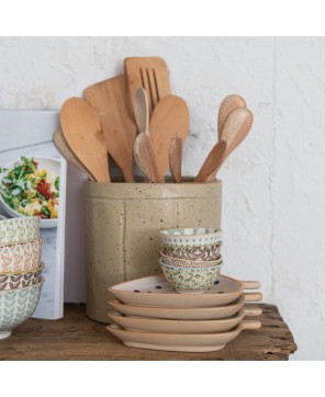 Stoneware Pinch Pot – Multi-Color, 4 Patterned Styles for Decor