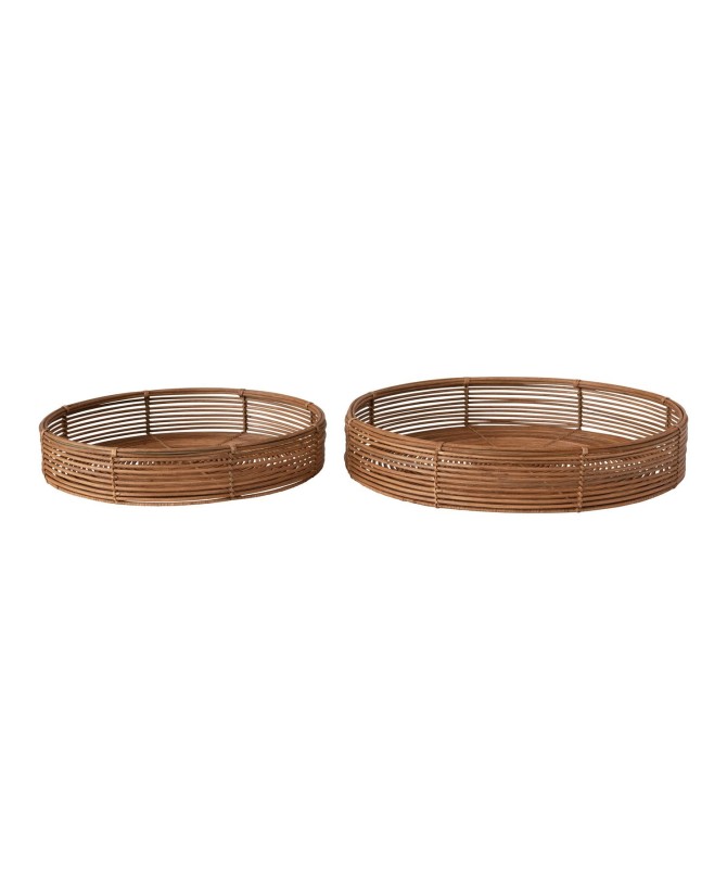 Hand-Woven Rattan Trays – Natural Decorative Set of 2 for Home Décor