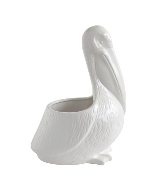 Elegant White Ceramic Pelican Planter – Coastal & Garden Décor