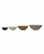 Stoneware Flower-Shaped Bowls, Reactive Glaze – Set of 4, Multi-Color
