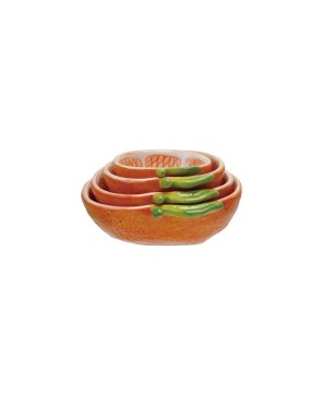 Hand-Painted Stoneware Clementine Measuring Cups – Set of 4