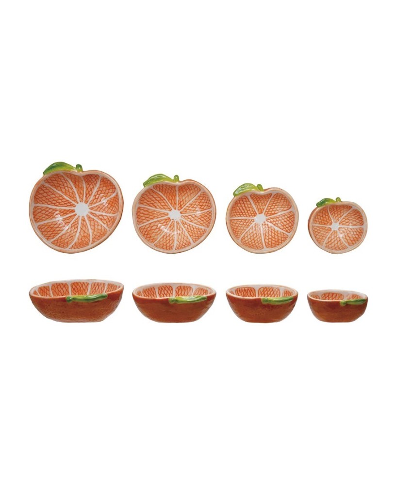 Hand-Painted Stoneware Clementine Measuring Cups – Set of 4 Hand-Painted Stoneware Clementine Measuring Cups – Set of 4