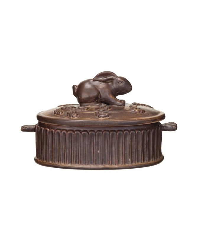 25 oz. Stoneware Rabbit Baker – Rustic Reactive Glaze Finish