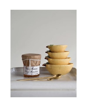 Hand-Painted Stoneware Lemon Measuring Cups, Set of 4