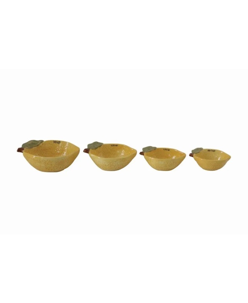 Hand-Painted Stoneware Lemon Measuring Cups, Set of 4 Hand-Painted Stoneware Lemon Measuring Cups, Set of 4