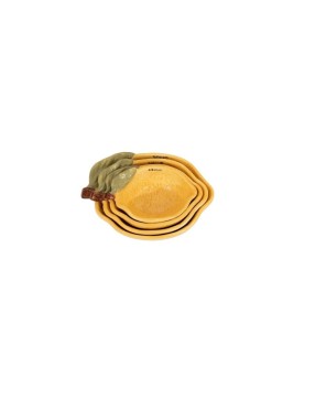Hand-Painted Stoneware Lemon Measuring Cups, Set of 4