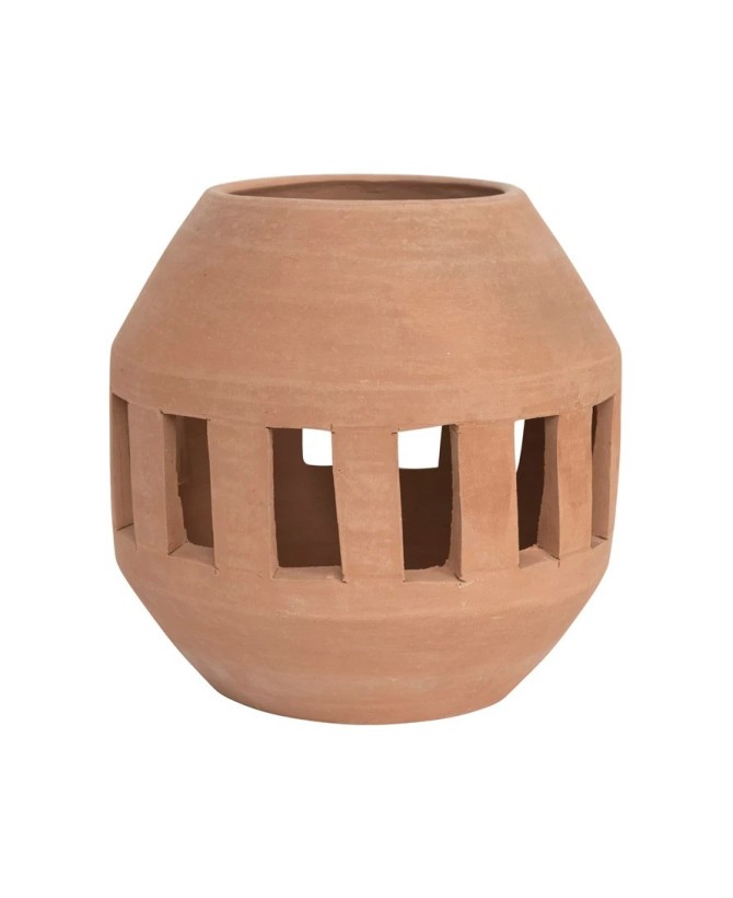 Handmade Terra-cotta Planter/Candle Holder with Cut-Outs