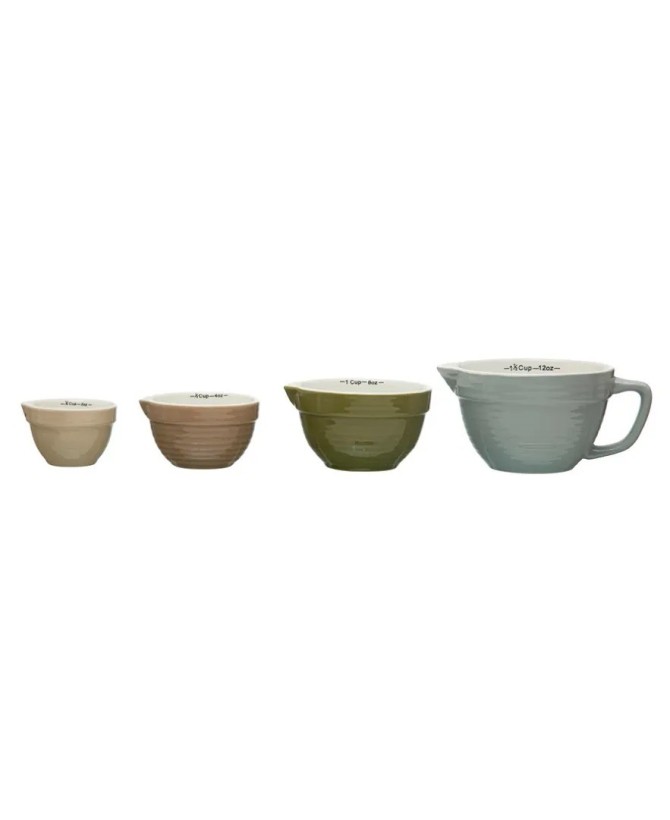 Stoneware Batter Bowl Measuring Cups, Multi-Color, Set of 4 – Farmhous