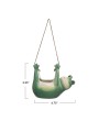 Hanging Ceramic Frog Planter with Jute Rope Hanger – Green & White