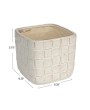 Stoneware Planter with Woven Pattern – White, Holds 6" Pot