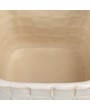 Stoneware Planter with Woven Pattern – White, Holds 6" Pot