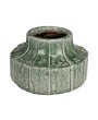 Terra-cotta Vase/Planter with Embossed Lines, Green – Holds 5" Pot
