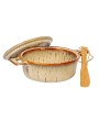 Rustic Stoneware Brie Baker Set with Bamboo Spreaders – Set of 2