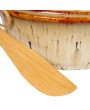 Rustic Stoneware Brie Baker Set with Bamboo Spreaders – Set of 2