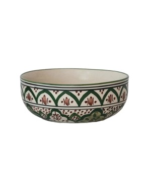 Hand-Painted Stoneware Bowl – Food Safe, Cream, Brown & Green