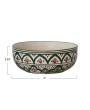 Hand-Painted Stoneware Bowl – Food Safe, Cream, Brown & Green