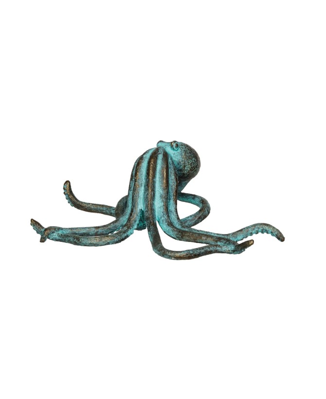 Verdigris Resin Octopus Décor – Coastal & Nautical Accent Piece