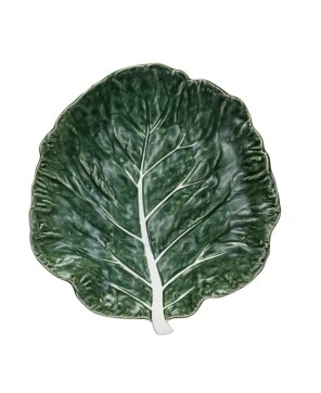 and-Painted Stoneware Cabbage Plate – Green, Food-Safe