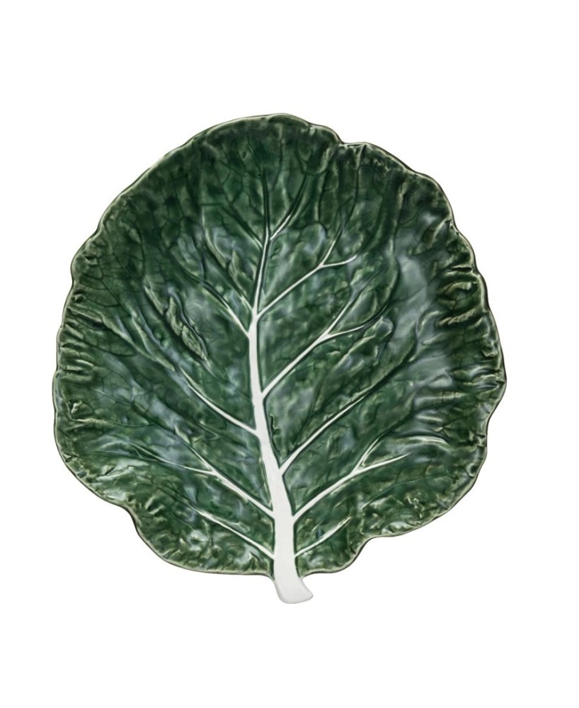 and-Painted Stoneware Cabbage Plate – Green, Food-Safe and-Painted Stoneware Cabbage Plate – Green, Food-Safe