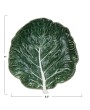 and-Painted Stoneware Cabbage Plate – Green, Food-Safe