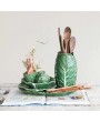 and-Painted Stoneware Cabbage Plate – Green, Food-Safe