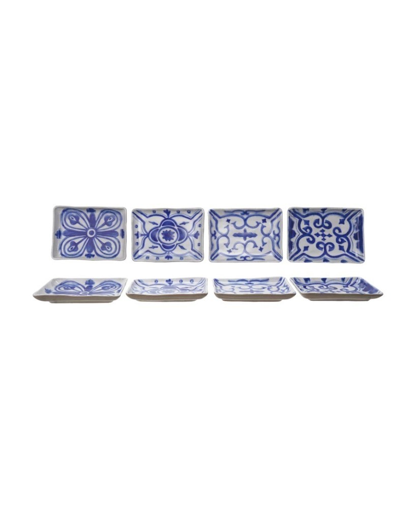 Hand-Painted Stoneware Plate – Blue & White, 4 Unique Styles Hand-Painted Stoneware Plate – Blue & White, 4 Unique Styles