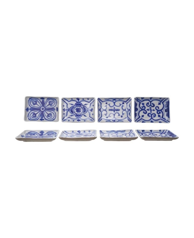 Hand-Painted Stoneware Plate – Blue & White, 4 Unique Styles