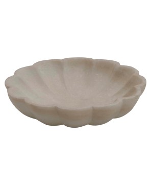 Carved Marble Flower-Shaped Dish – Elegant & Versatile Decor
