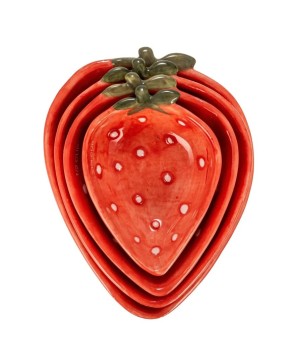 Hand-Painted Strawberry Shaped Measuring Cups – Set of 4