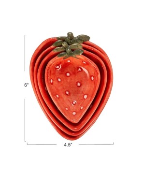 Hand-Painted Strawberry Shaped Measuring Cups – Set of 4