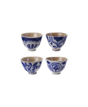 10 oz. Hand-Painted Stoneware Bowl/Teacup – Blue & White Crackle Glaze