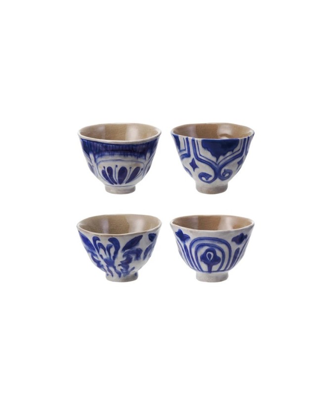 10 oz. Hand-Painted Stoneware Bowl/Teacup – Blue & White Crackle Glaze