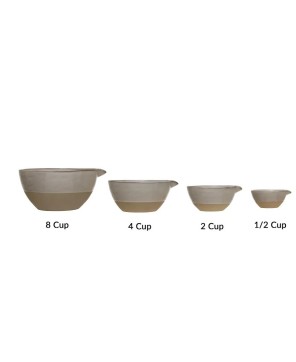 Stoneware Batter Bowls with Reactive Glaze – Set of 4, Farmhouse Style