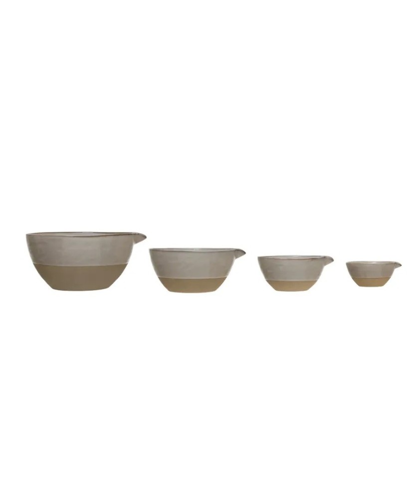Stoneware Batter Bowls with Reactive Glaze – Set of 4, Farmhouse Style Stoneware Batter Bowls with Reactive Glaze – Set of 4, Farmhouse Style