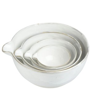 Stoneware Batter Bowls with Reactive Glaze – Set of 4, Farmhouse Style