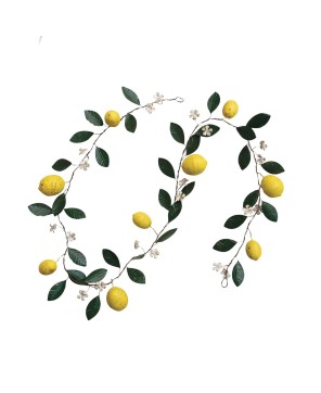 Vintage Hand-Painted Metal Lemon Garland – Farmhouse & Cottagecore