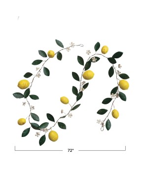Vintage Hand-Painted Metal Lemon Garland – Farmhouse & Cottagecore