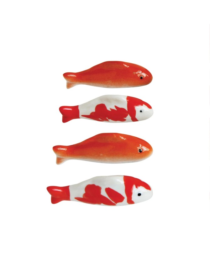 Stoneware Floating Koi Fish – Orange & White, Set of 2 Styles