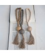 Wood Bead Garland with Jute Rope Tassel – Rustic Neutral Décor